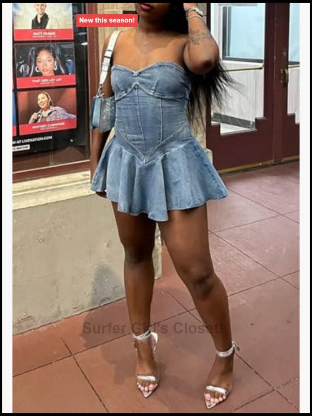 Y2K Strapless Denim Mini Dress Corset Jean Dress Women Clubwear - Picture 5 of 7